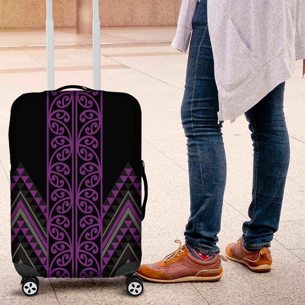 Purple Aotearoa Mangopare Kowhaiwhai and Niho Taniwha Luggage Cover Maori New Zealand