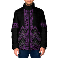 Purple Aotearoa Mangopare Kowhaiwhai Niho Taniwha Padded Jacket Maori New Zealand - Polynesian Pride