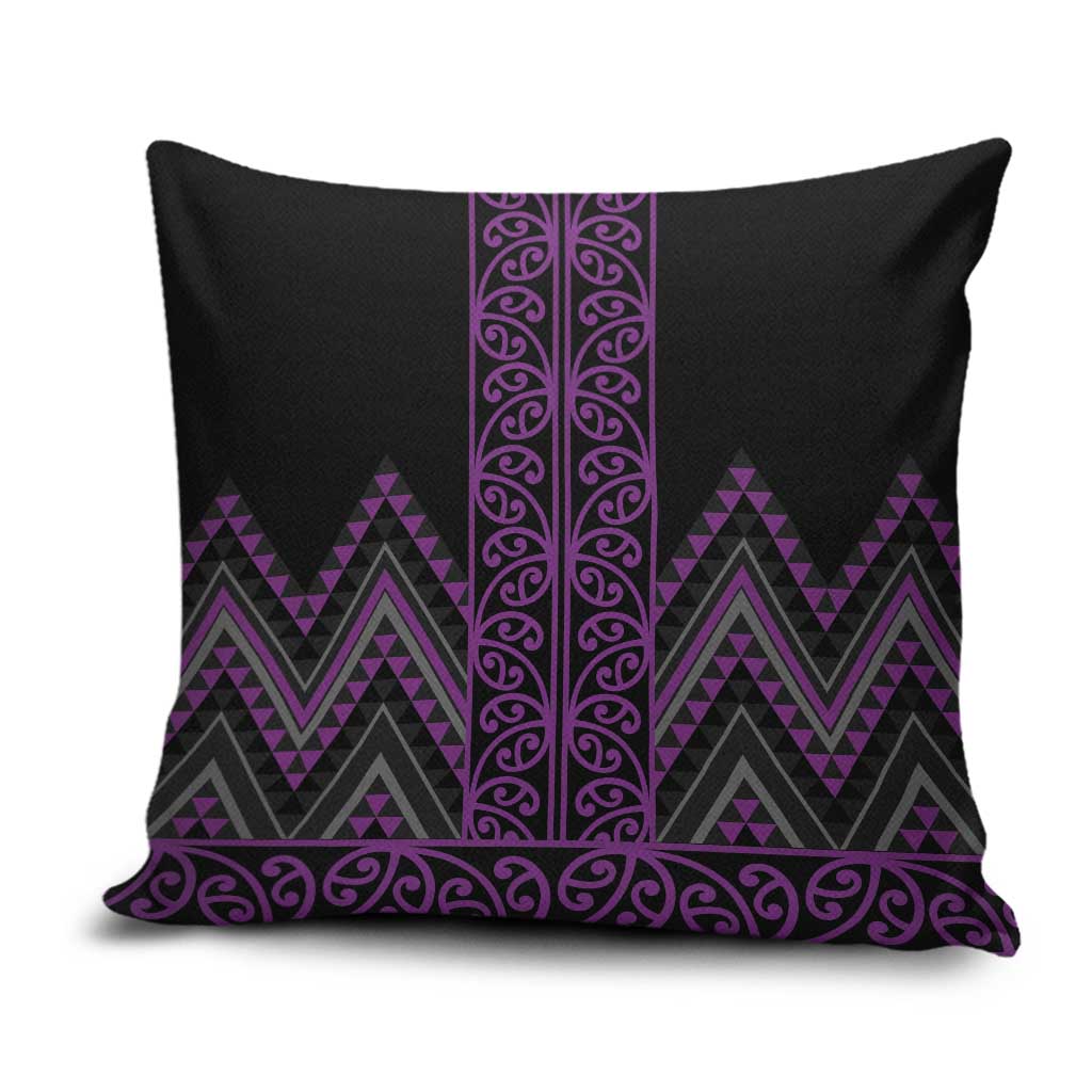 Purple Aotearoa Mangopare Kowhaiwhai Niho Taniwha Pillow Cover Maori New Zealand - Polynesian Pride