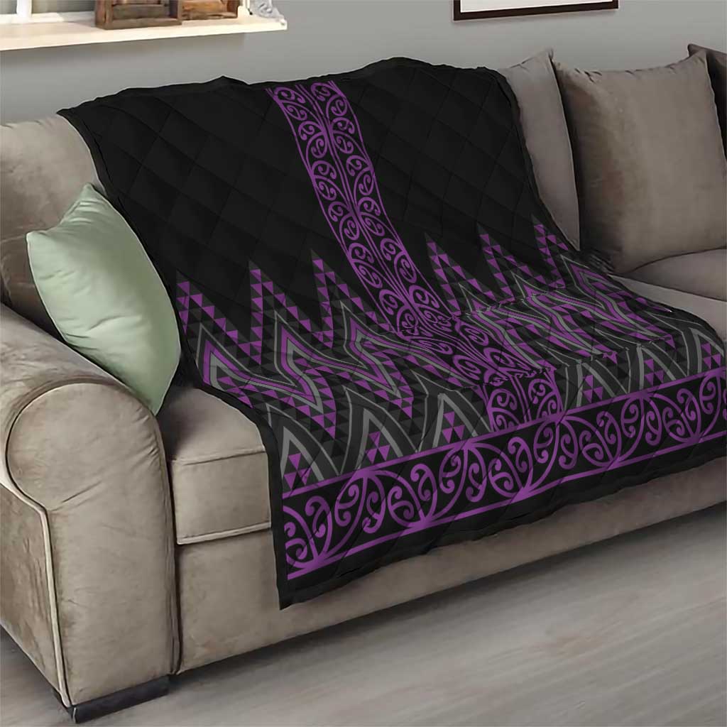 Purple Aotearoa Mangopare Kowhaiwhai and Niho Taniwha Quilt Maori New Zealand
