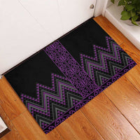 Purple Aotearoa Mangopare Kowhaiwhai and Niho Taniwha Rubber Doormat Maori New Zealand
