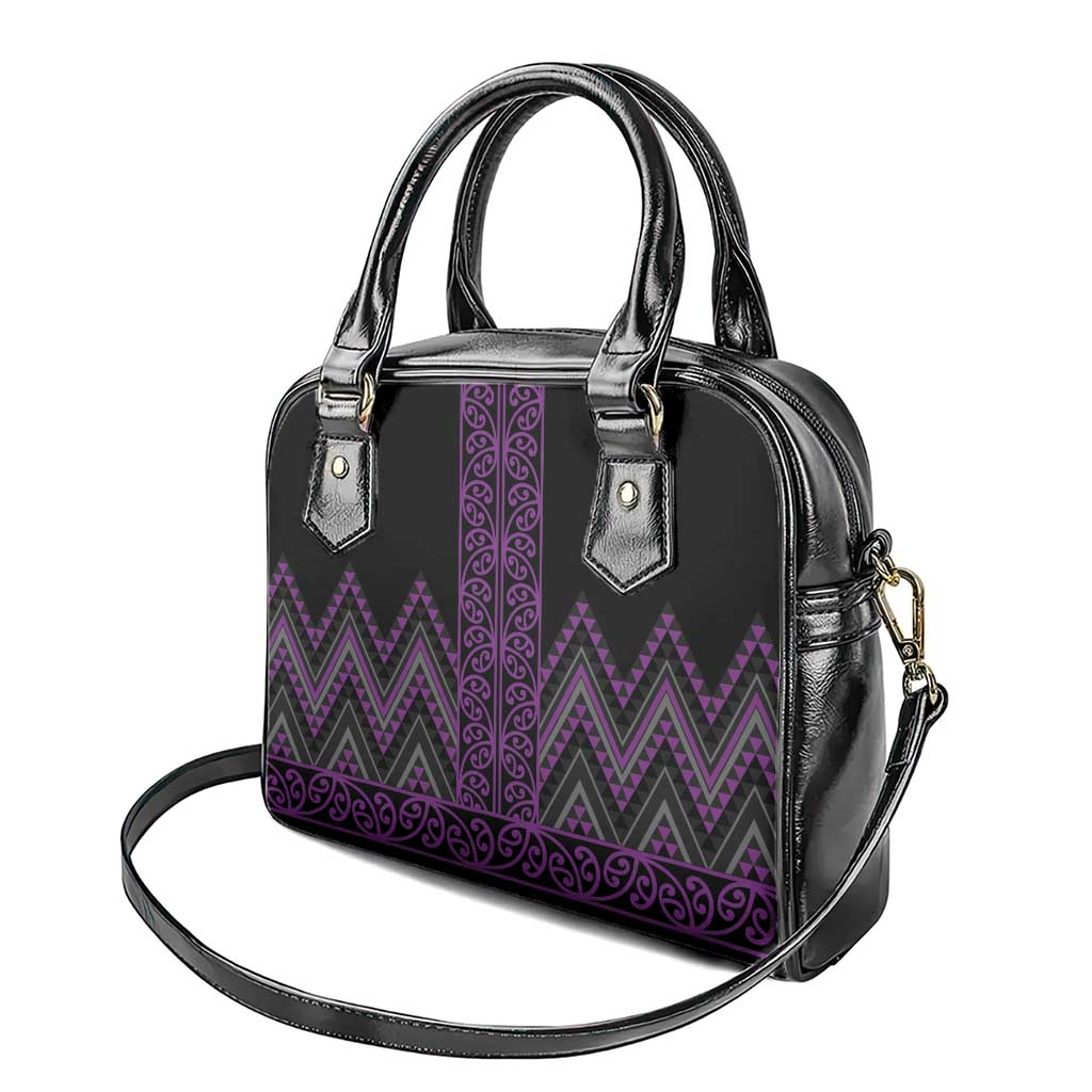 Purple Aotearoa Mangopare Kowhaiwhai and Niho Taniwha Shoulder Handbag Maori New Zealand