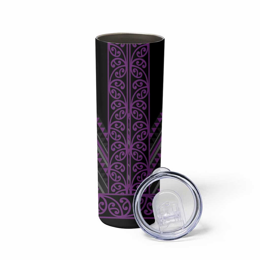 Purple Aotearoa Mangopare Kowhaiwhai and Niho Taniwha Skinny Tumbler Maori New Zealand