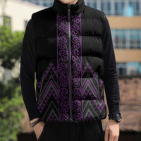 Purple Aotearoa Mangopare Kowhaiwhai Niho Taniwha Sleeveless Puffer Jacket Maori New Zealand - Polynesian Pride