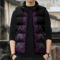 Purple Aotearoa Mangopare Kowhaiwhai Niho Taniwha Sleeveless Puffer Jacket Maori New Zealand - Polynesian Pride