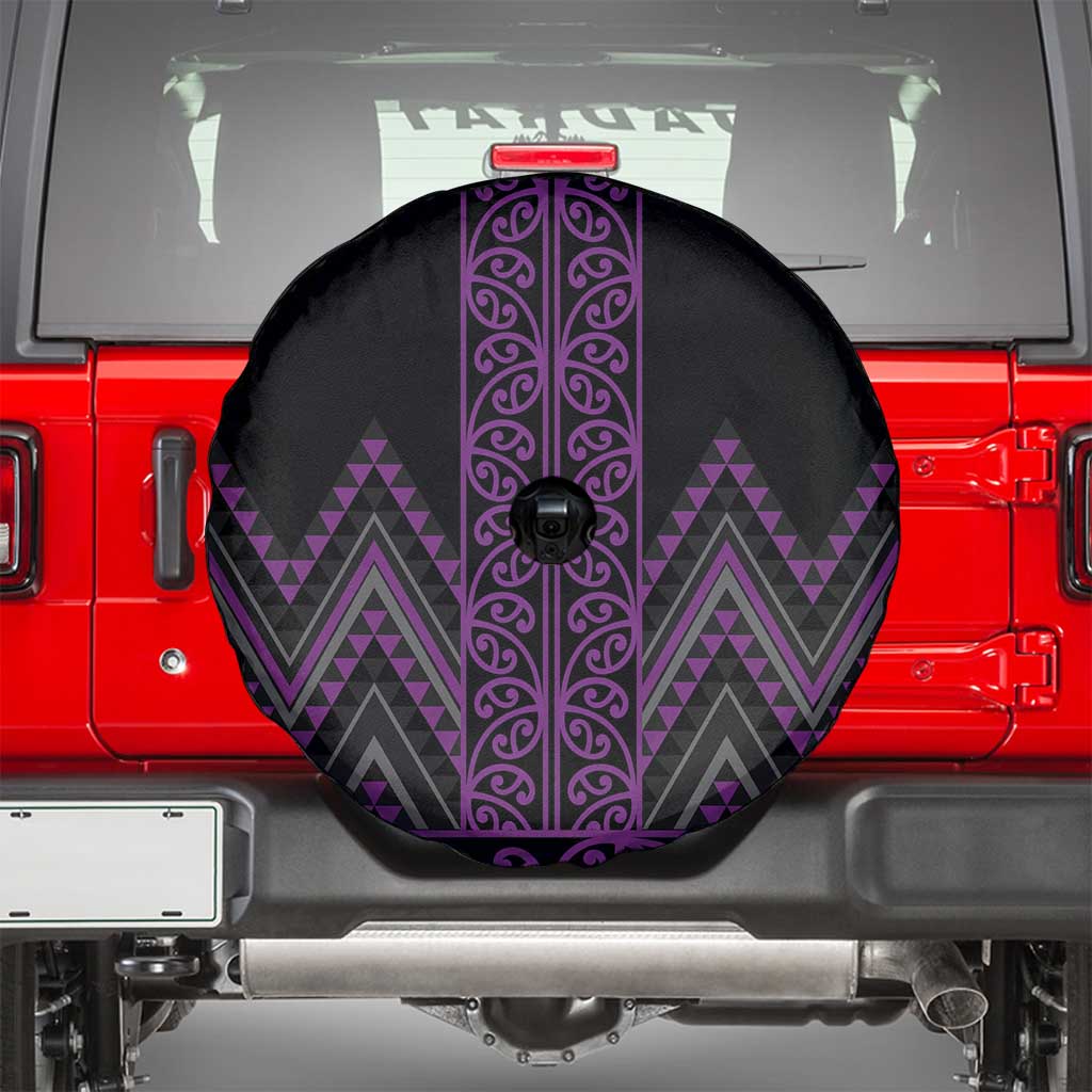 Purple Aotearoa Mangopare Kowhaiwhai and Niho Taniwha Spare Tire Cover Maori New Zealand
