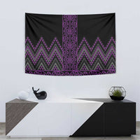 Purple Aotearoa Mangopare Kowhaiwhai and Niho Taniwha Tapestry Maori New Zealand