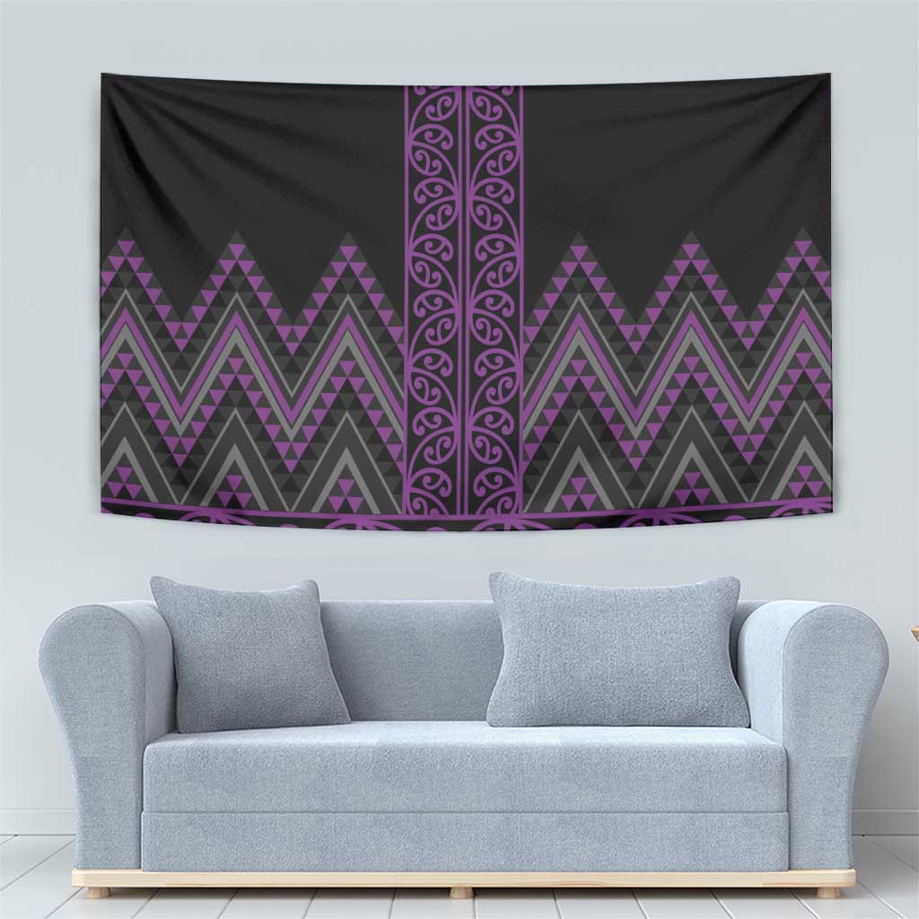 Purple Aotearoa Mangopare Kowhaiwhai and Niho Taniwha Tapestry Maori New Zealand