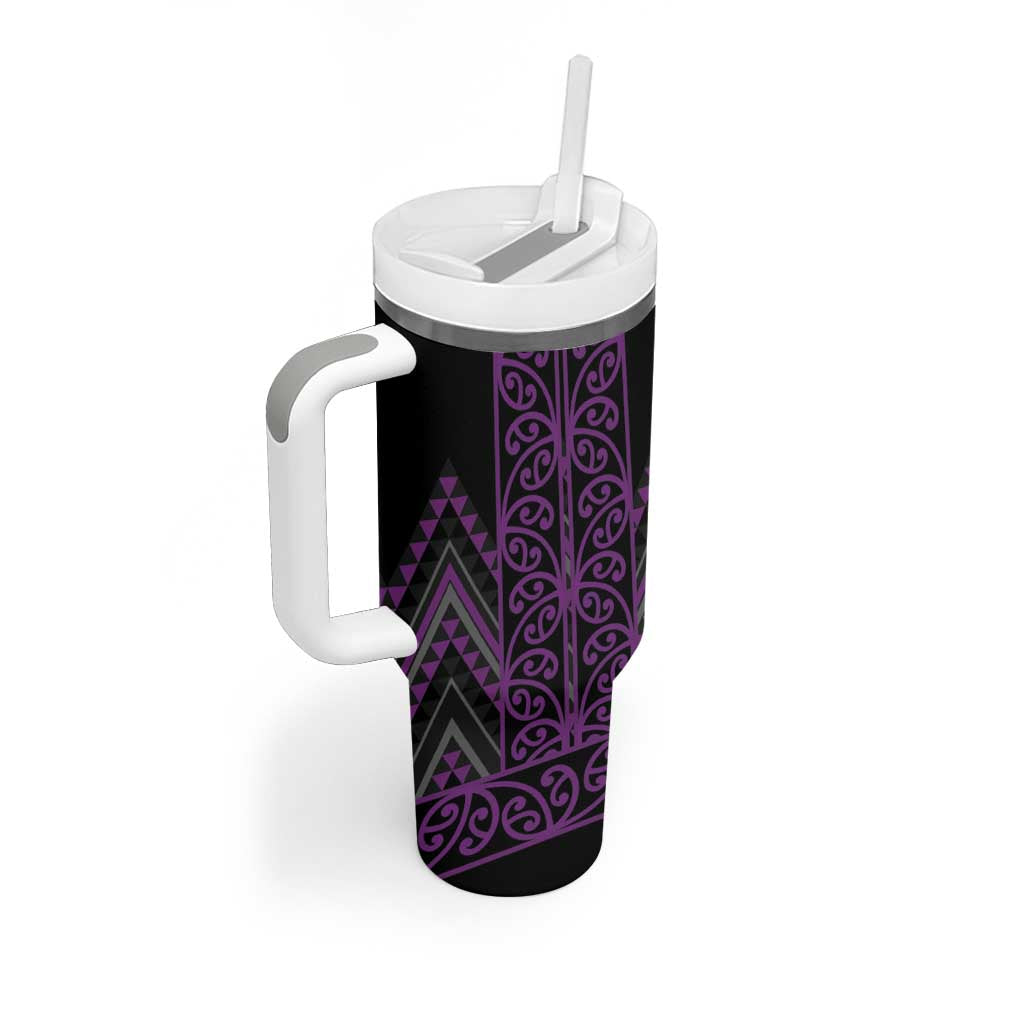 Purple Aotearoa Mangopare Kowhaiwhai and Niho Taniwha Tumbler With Handle Maori New Zealand