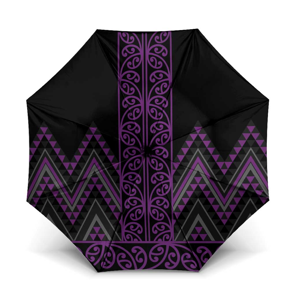 Purple Aotearoa Mangopare Kowhaiwhai Niho Taniwha Umbrella Maori New Zealand - Polynesian Pride