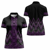 Purple Aotearoa Mangopare Kowhaiwhai and Niho Taniwha Women Polo Shirt Maori New Zealand