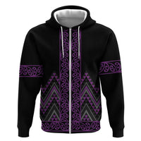 Purple Aotearoa Mangopare Kowhaiwhai and Niho Taniwha Zip Hoodie Maori New Zealand