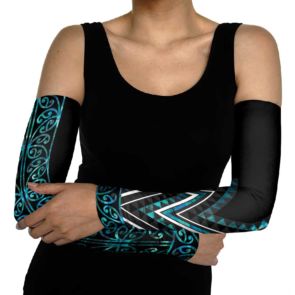 Paua Shell Aotearoa Mangopare Kowhaiwhai Niho Taniwha Arm Sleeves Maori New Zealand - Polynesian Pride