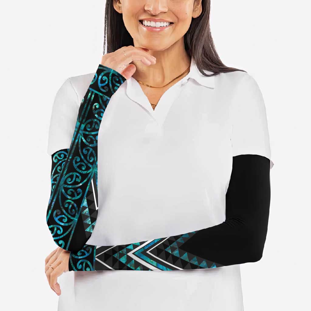 Paua Shell Aotearoa Mangopare Kowhaiwhai Niho Taniwha Arm Sleeves Maori New Zealand - Polynesian Pride