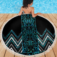 Paua Shell Aotearoa Mangopare Kowhaiwhai and Niho Taniwha Beach Blanket Maori New Zealand