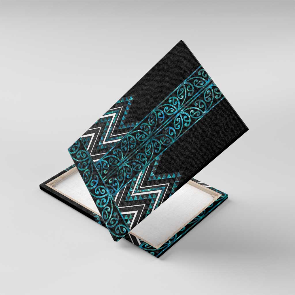 Paua Shell Aotearoa Mangopare Kowhaiwhai and Niho Taniwha Canvas Wall Art Maori New Zealand