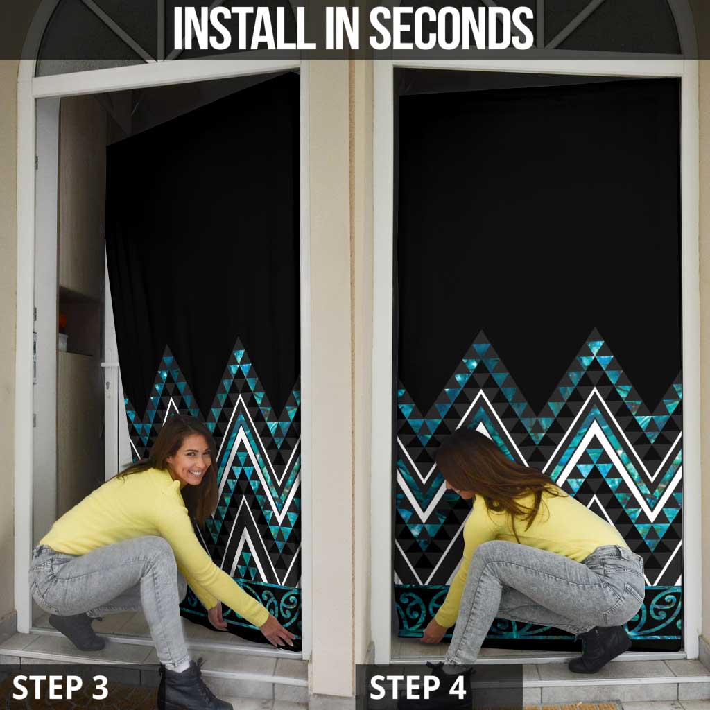 Paua Shell Aotearoa Mangopare Kowhaiwhai Niho Taniwha Door Cover Maori New Zealand - Polynesian Pride