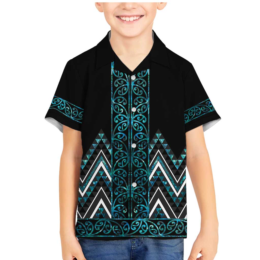 Paua Shell Aotearoa Mangopare Kowhaiwhai and Niho Taniwha Family Matching Mermaid Dress and Hawaiian Shirt Maori New Zealand