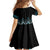 Paua Shell Aotearoa Mangopare Kowhaiwhai and Niho Taniwha Family Matching Off Shoulder Short Dress and Hawaiian Shirt Maori New Zealand
