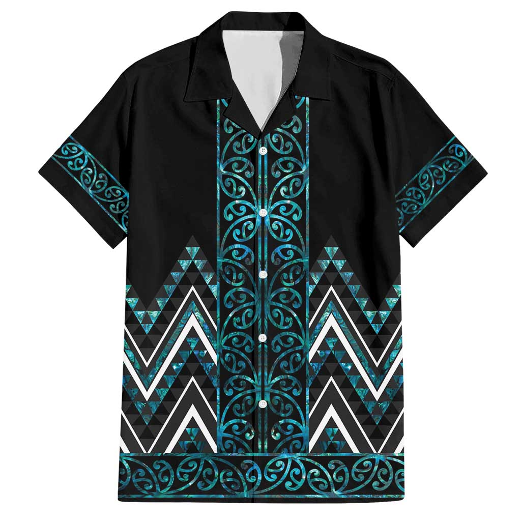Paua Shell Aotearoa Mangopare Kowhaiwhai and Niho Taniwha Hawaiian Shirt Maori New Zealand