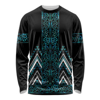 Paua Shell Aotearoa Mangopare Kowhaiwhai and Niho Taniwha Long Sleeve Shirt Maori New Zealand