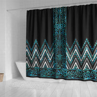 Paua Shell Aotearoa Mangopare Kowhaiwhai and Niho Taniwha Shower Curtain Maori New Zealand