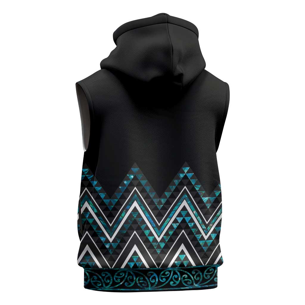 Paua Shell Aotearoa Mangopare Kowhaiwhai Niho Taniwha Sleeveless Zip Hoodie Maori New Zealand - Polynesian Pride