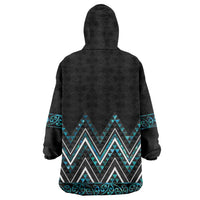 Paua Shell Aotearoa Mangopare Kowhaiwhai and Niho Taniwha Wearable Blanket Hoodie Maori New Zealand