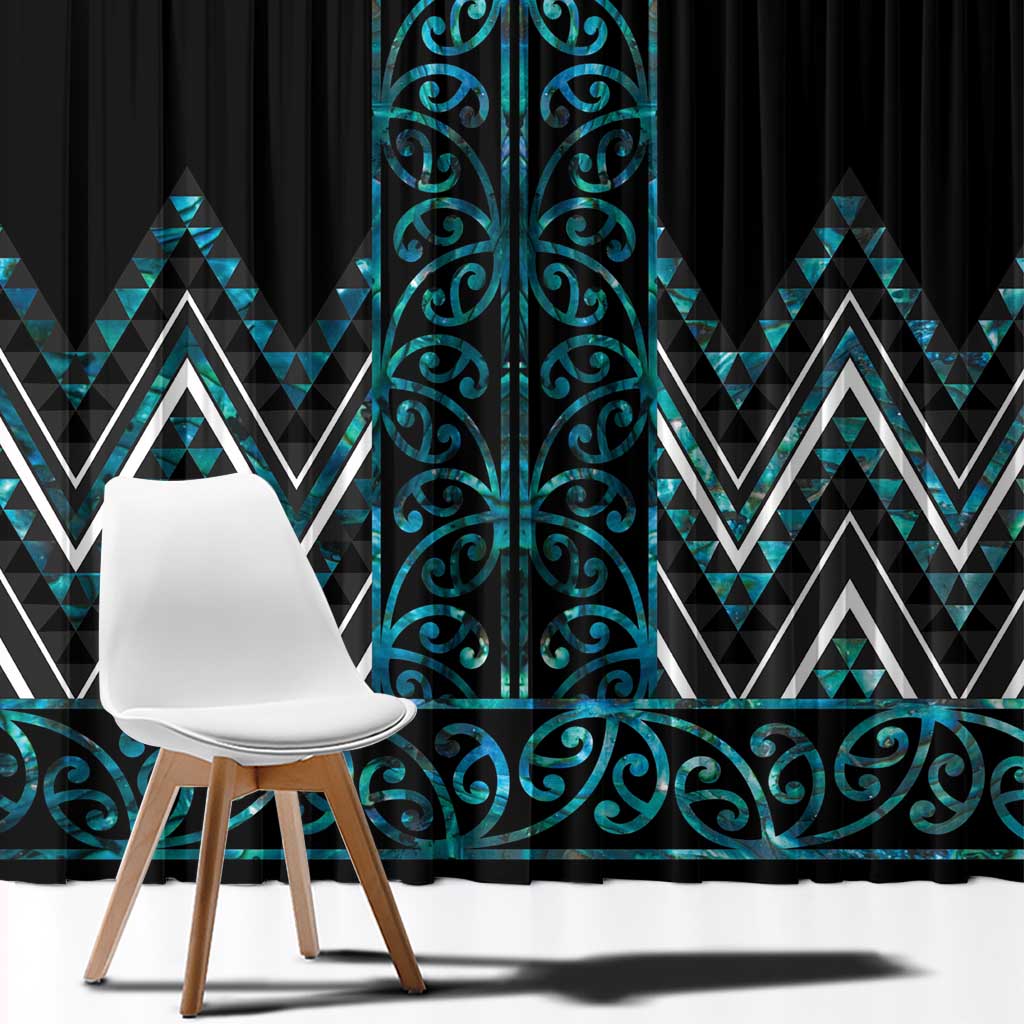 Paua Shell Aotearoa Mangopare Kowhaiwhai and Niho Taniwha Window Curtain Maori New Zealand