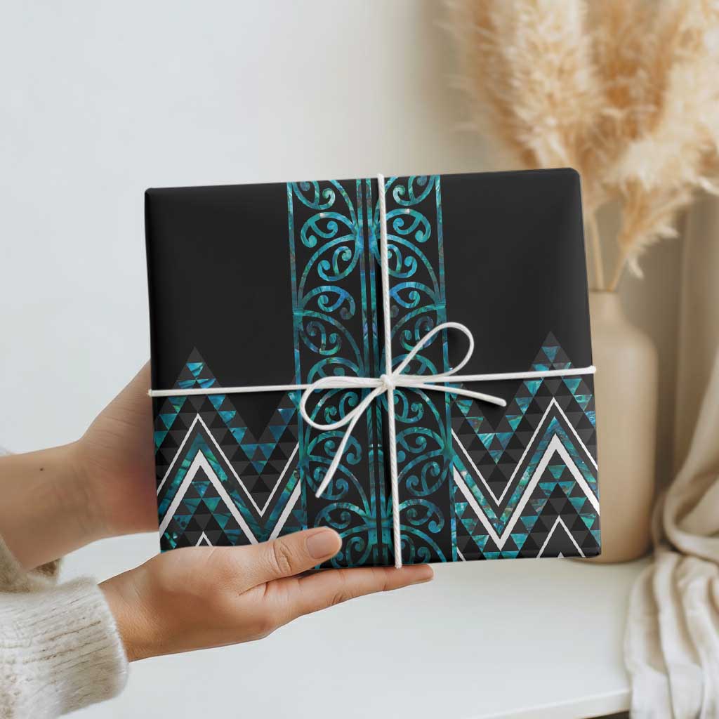 Paua Shell Aotearoa Mangopare Kowhaiwhai and Niho Taniwha Wrapping Paper Maori New Zealand - Polynesian Pride