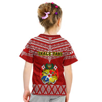 Tonga Rugby Kid T Shirt 2023 World Cup Tongan Kupesi Ngatu Pattern LT14 - Polynesian Pride