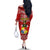 Custom Tonga Rugby Off The Shoulder Long Sleeve Dress 2023 World Cup Tongan Kupesi Ngatu Pattern LT14 - Polynesian Pride
