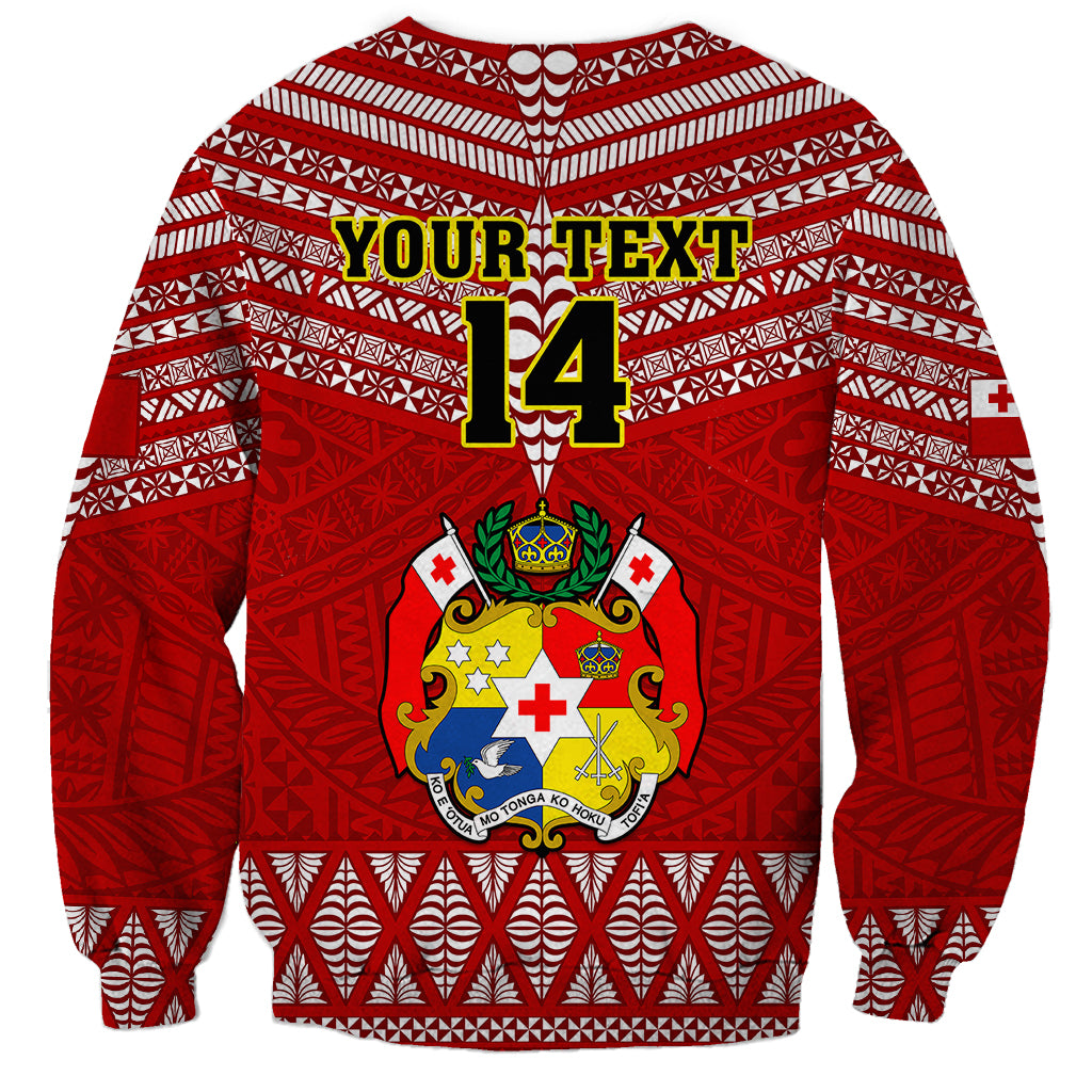 Custom Tonga Rugby Sweatshirt 2023 World Cup Tongan Kupesi Ngatu Pattern LT14 - Polynesian Pride