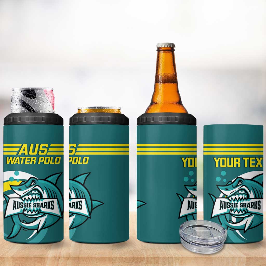 Personalised Australia Water Polo 2024 4 in 1 Can Cooler Tumbler Aussie Shark Sporty Version