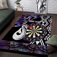 Personalised New Zealand Darts Area Rug Ngutukaka Manaia Taniko Luxury Purple - Polynesian Pride