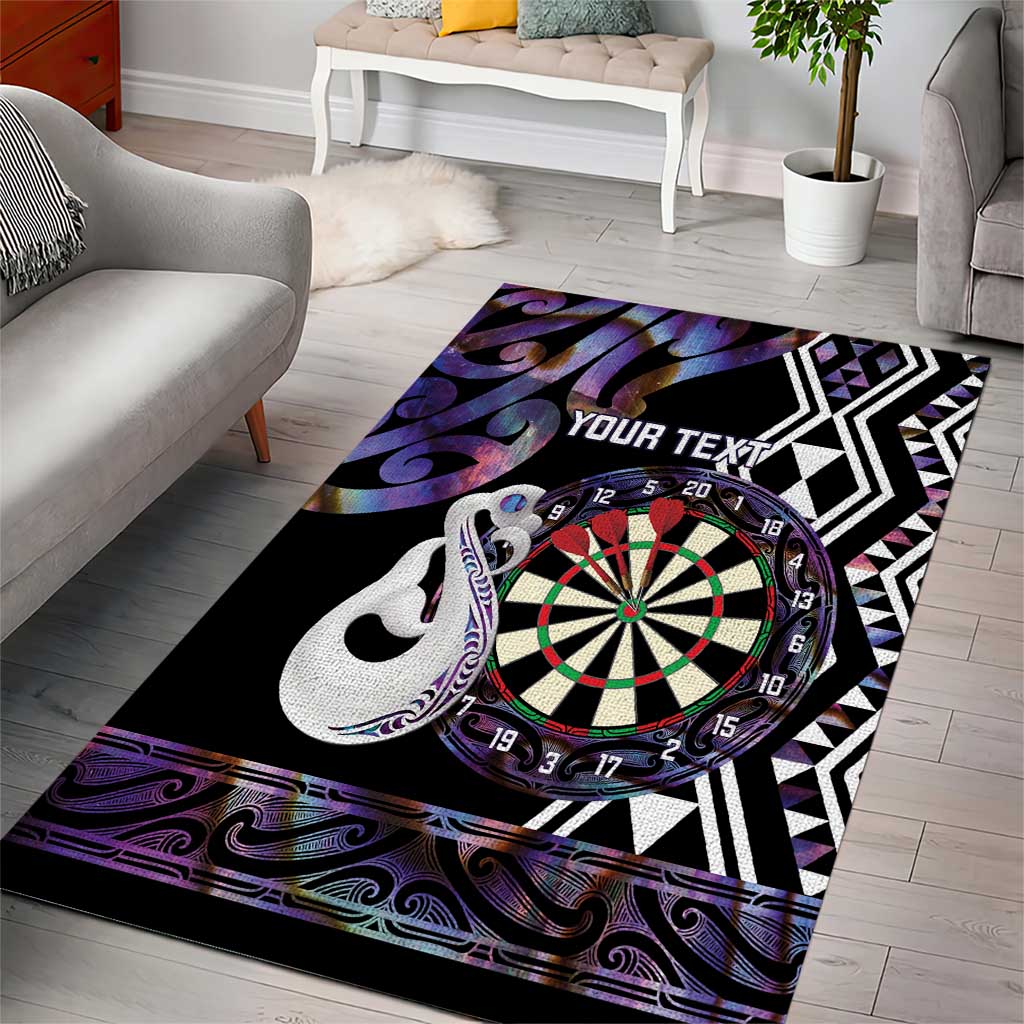 Personalised New Zealand Darts Area Rug Ngutukaka Manaia Taniko Luxury Purple - Polynesian Pride