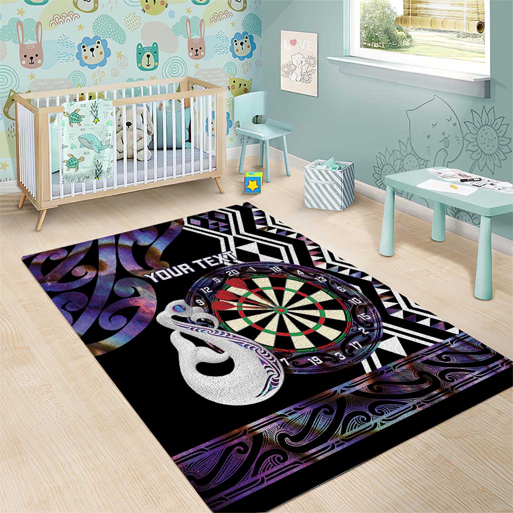 Personalised New Zealand Darts Area Rug Ngutukaka Manaia Taniko Luxury Purple - Polynesian Pride