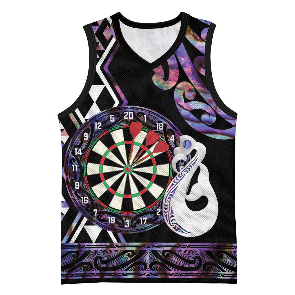 Personalised New Zealand Darts Basketball Jersey Ngutukaka Manaia Taniko Luxury Purple - Polynesian Pride