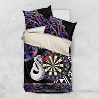 Personalised New Zealand Darts Bedding Set Ngutukaka Manaia Taniko Luxury Purple - Polynesian Pride