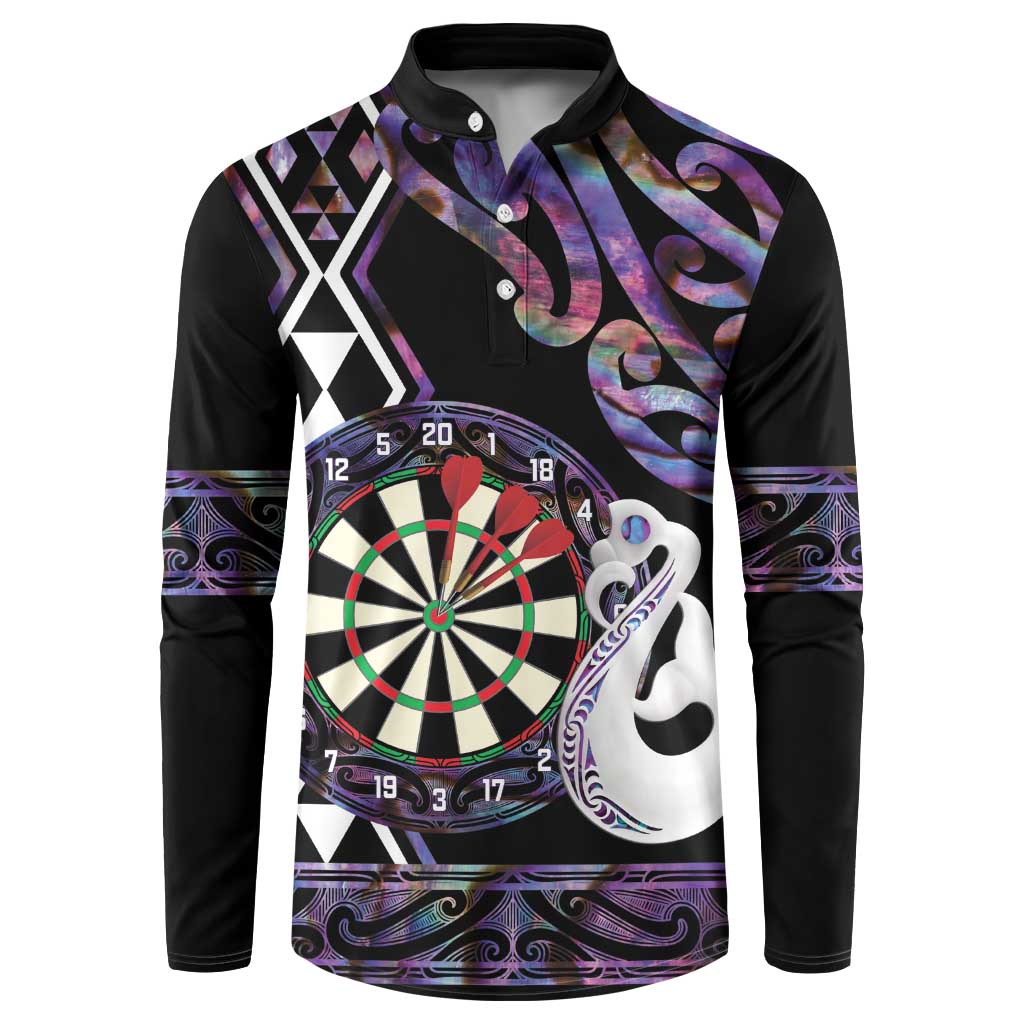 Personalised New Zealand Darts Button Sweatshirt Ngutukaka Manaia Taniko Luxury Purple - Polynesian Pride