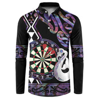 Personalised New Zealand Darts Button Sweatshirt Ngutukaka Manaia Taniko Luxury Purple - Polynesian Pride