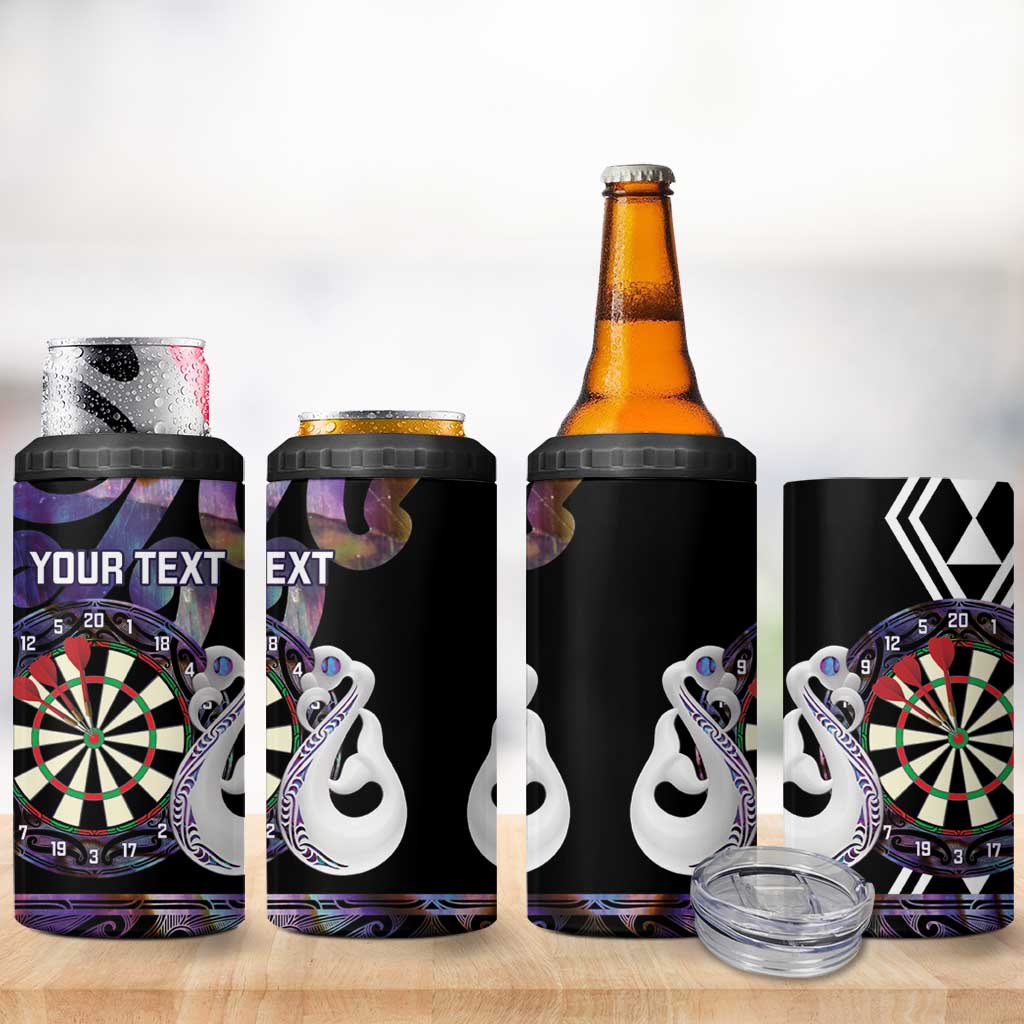 Personalised New Zealand Darts 4 in 1 Can Cooler Tumbler Ngutukaka Manaia Taniko Luxury Purple - Polynesian Pride