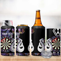 Personalised New Zealand Darts 4 in 1 Can Cooler Tumbler Ngutukaka Manaia Taniko Luxury Purple - Polynesian Pride