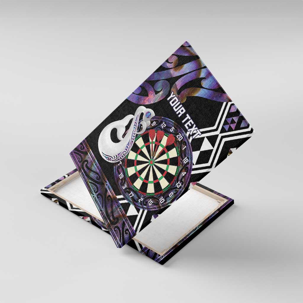 Personalised New Zealand Darts Canvas Wall Art Ngutukaka Manaia Taniko Luxury Purple - Polynesian Pride