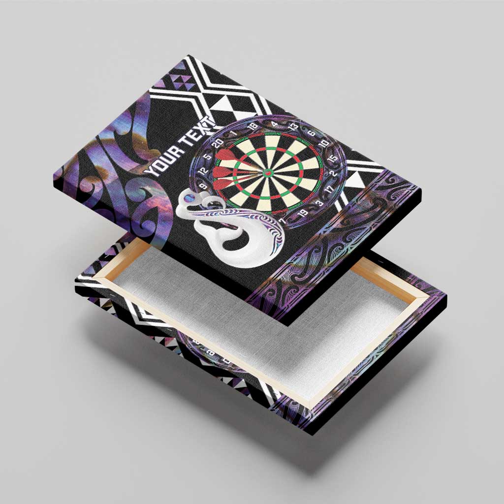 Personalised New Zealand Darts Canvas Wall Art Ngutukaka Manaia Taniko Luxury Purple - Polynesian Pride