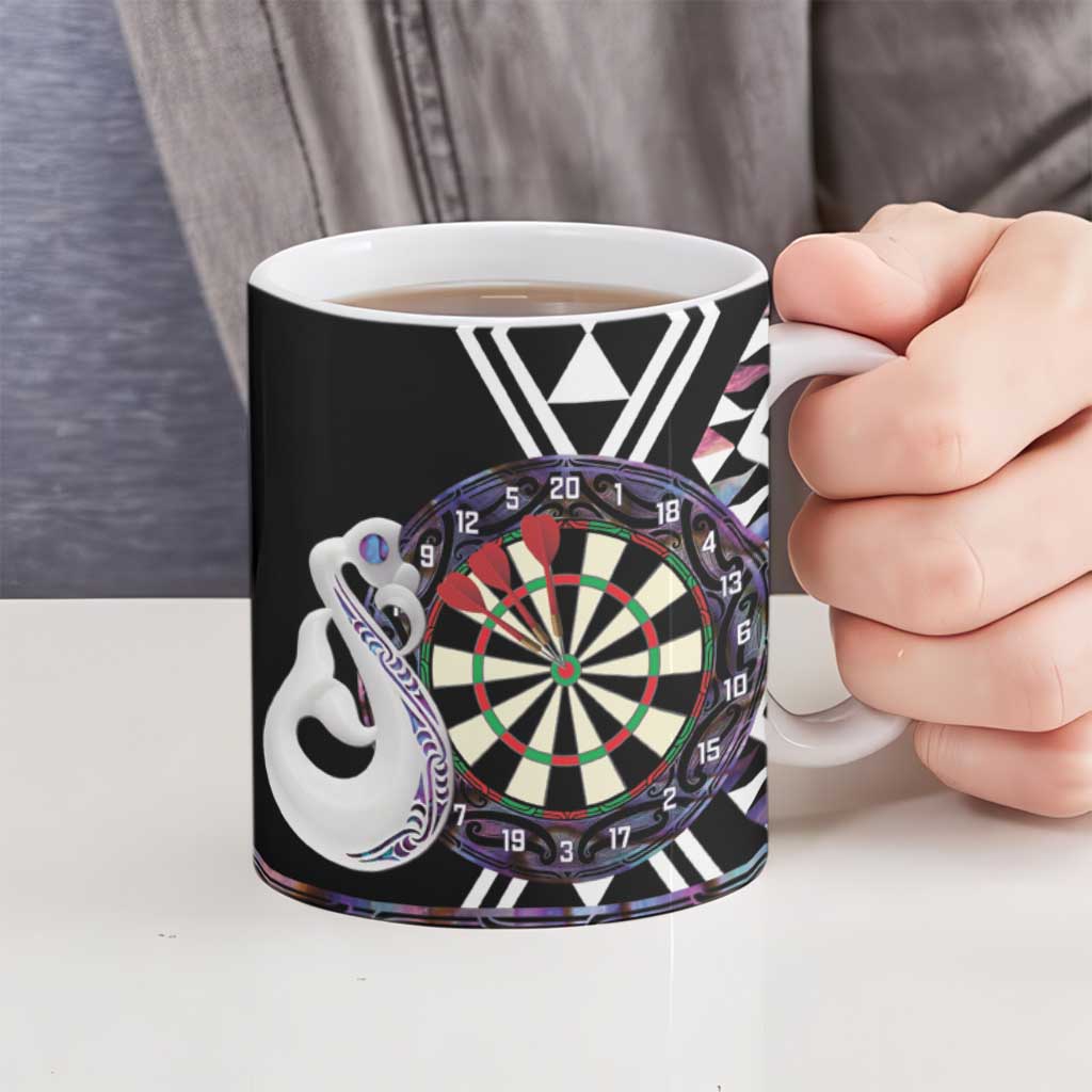 Personalised New Zealand Darts Ceramic Mug Ngutukaka Manaia Taniko Luxury Purple - Polynesian Pride