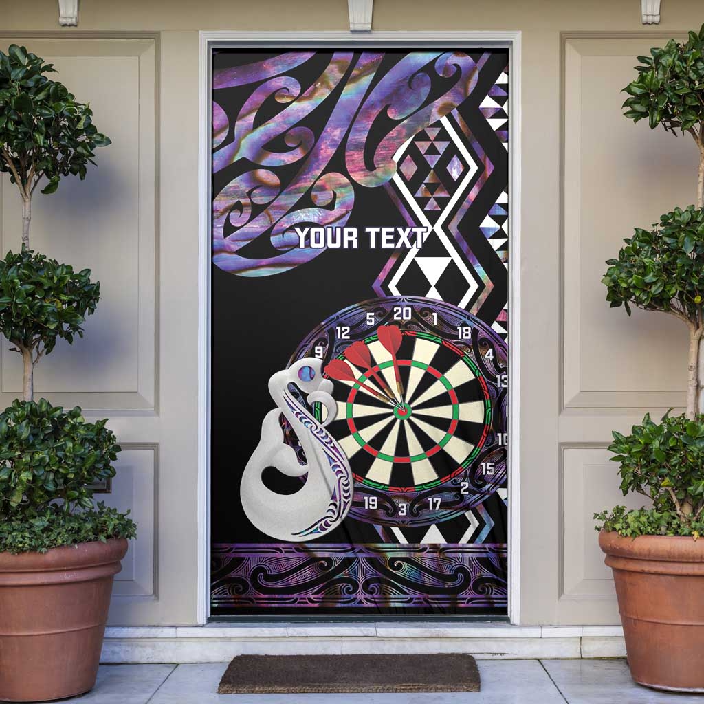 Personalised New Zealand Darts Door Cover Ngutukaka Manaia Taniko Luxury Purple - Polynesian Pride