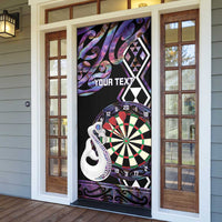 Personalised New Zealand Darts Door Cover Ngutukaka Manaia Taniko Luxury Purple - Polynesian Pride