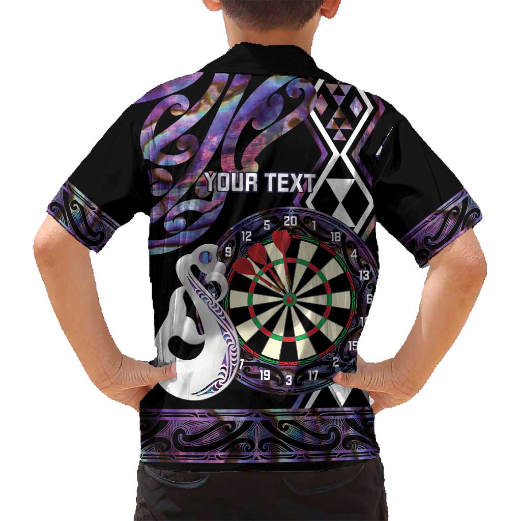 Personalised New Zealand Darts Family Matching Long Sleeve Bodycon Dress and Hawaiian Shirt Ngutukaka Manaia Taniko Luxury Purple - Polynesian Pride