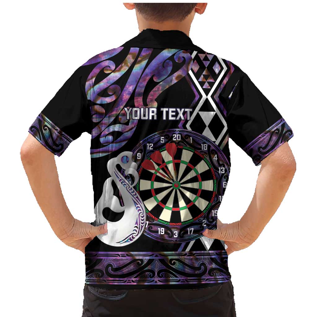 Personalised New Zealand Darts Family Matching Mermaid Dress and Hawaiian Shirt Ngutukaka Manaia Taniko Luxury Purple - Polynesian Pride